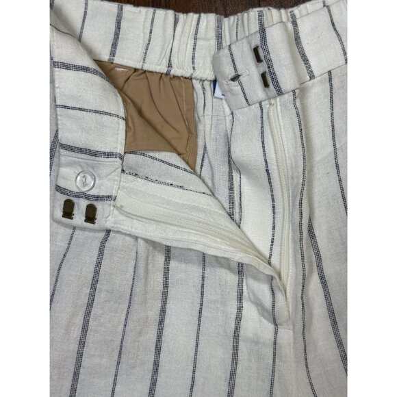 Old Navy Size M Woman Extra High-Rise Taylor Wide-Leg Striped White Linen-Blend - Picture 9 of 13